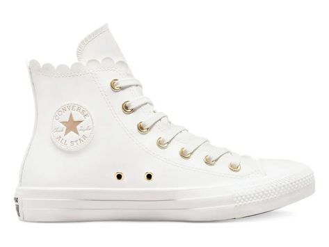 White And Gold Converse, Prom Trainers, Womens White Converse, Gold Converse, Converse Collection, White And Gold Sneakers, Cute Converse Shoes, Converse Gold, White Converse Shoes