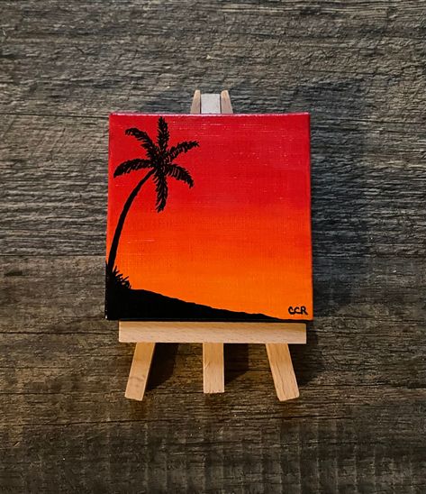 Sunset Palm Paintings With Sunsets, Sunset Background Painting Easy, Mini Sunset Painting Easy, Painting Of A Sunset, Drawing Sunset Easy, Posters To Draw For Room Easy, Sunset Painting Ideas Easy, Painting Ideas On Canvas Orange, Thank You Painting