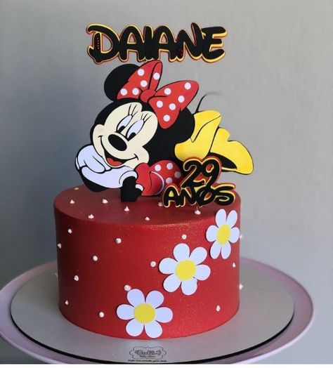 Ballerina Birthday Cake, Mickey Birthday Cakes, Minnie Mouse Cake Topper, Mickey Mouse Birthday Cake, Bolo Minnie, Minnie Birthday Party, Christmas Holiday Cake, Minnie Cake, 4th Birthday Cakes