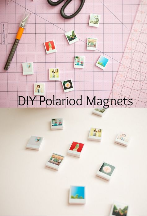 Crafts With Polaroid Pictures, Diy Cute Magnets, Diy Polaroid Ornament, Diy Polaroid Holder, Diy Photo Magnets, Diy Picture Gift Ideas, Diy Picture Magnets, Diy Christmas Magnets, Polaroid Magnets Diy