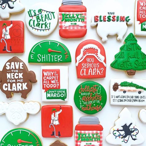 Griswold Family Christmas Party, Christmas Sugar Cookie Designs, Christmas Cookie Icing, Elf Home, Elf Cookies, Flooding Cookies, The Christmas Story, Crazy Cookies, Iced Sugar Cookies