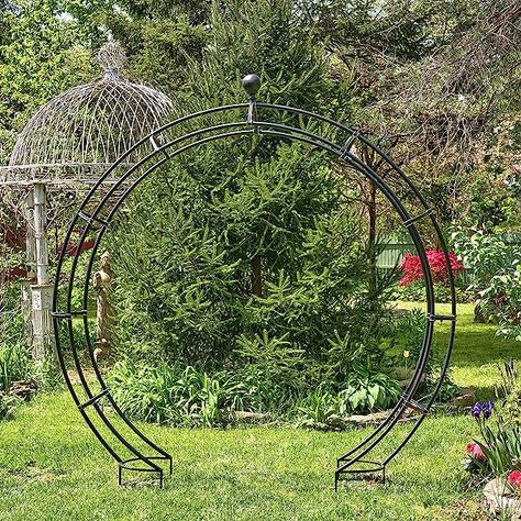 Amazon.com : Large Elegant Round Garden Arch Moon Gate : Patio, Lawn & Garden Iron Arbor, Wood Arbor, Iron Trellis, Arch Trellis, Moon Gate, Garden Arches, Garden Arbor, Traditional Garden, Plant Stands