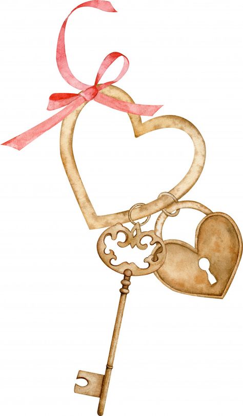 Watercolor illustration of a golden key ... | Premium Photo #Freepik #photo #heart Hearts Shapes, Key To My Heart Drawing, Hearts Illustration, Keys Illustration, Heart Illustration Art, Heart Key, Key Art, Key Illustration, Watercolor Hearts