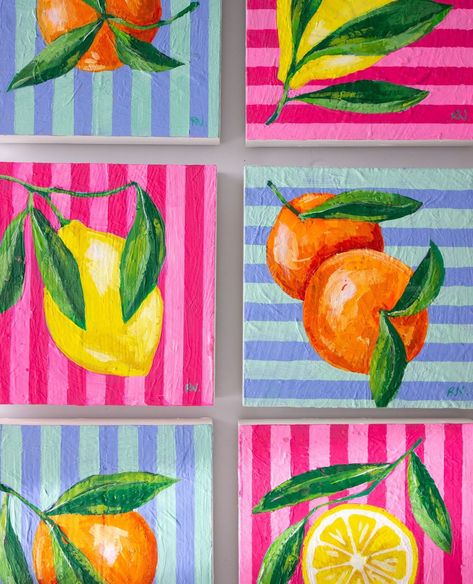 New Citrus Mini's have landed just in time at @themillergallery 🍊 Explore the whole collection online at themillergallery.com ✨️⁠6 x 6 x 1.5 inches, acrylic on cradled wood panel, ready to hang.⁠ ⁠ #contemporaryart #artcollection #citrus #orange #kitchenart #citrusseason #foodart #interiordesign #charlestonartist #rachaelnerney⁠ Citrus Decor, Pallet Painting, Wood Panel, Kitchen Art, Just In Time, Wood Pallets, Wood Paneling, Food Art, In Time