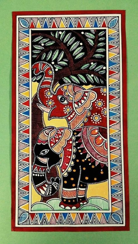 Ganesha Madhubani Painting, Madhubani Paintings Traditional Krishna, Madhubani Drawing Indian Paintings, Madhubani Paintings Ideas Design, Madhubani Paintings Traditional, Traditional Madhubani Art, Madhubani Paintings Peacock, Pattachitra Art, Zantangle Art