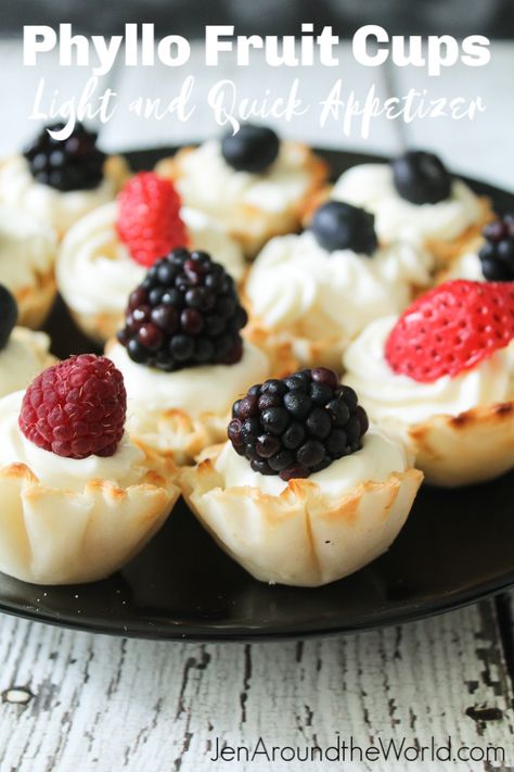 Mini Phyllo Cup Desserts, Phyllo Dough Recipes Dessert, Fruit Cups Ideas, Munchie Ideas, Cup Recipes, Phyllo Dough Recipes, Recipe Appetizers, Cups Ideas, Phyllo Cups