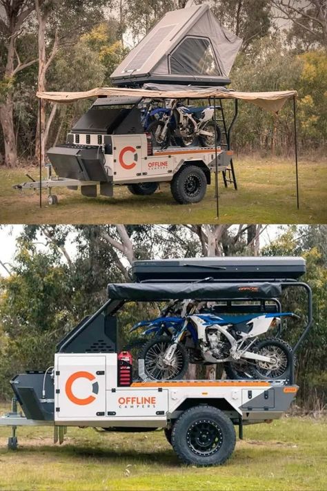 Motorcycle Tent Trailer, Micro Camper Trailers, Camping Gear Trailer, Camping 4x4, Camping Trailer Diy, Small Camper Trailers, Cargo Trailer Camper, Diy Camper Trailer, Expedition Trailer