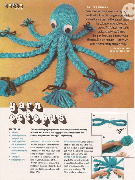 Yarn Octopus, Octopus Crafts, Yarn Animals, Yarn Dolls, Pom Pom Crafts, Operation Christmas Child, Yarn Diy, Wool Crafts, Yarn Projects