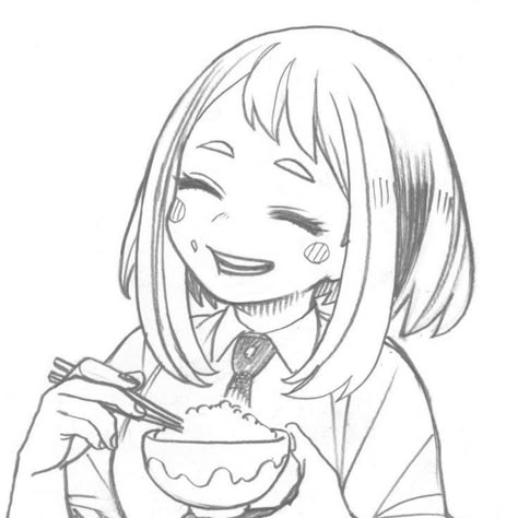 Mha Manga Ochako, Ochako Official Sketch, Mha Sketches Uraraka, Ochako Uraraka Sketch, Mha Uraraka Manga, Ochako Manga Icon, Ochako Uraraka Manga Panels, Uraraka Sketch, Ochaco Manga