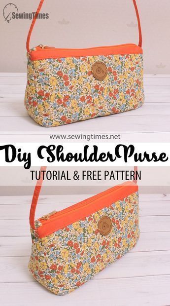 Handbags To Make, Diy Small Purse Pattern, How To Sew A Shoulder Bag, Sewing A Small Bag, Shoulder Purse Pattern, Shoulder Purse Bag, Handmade Purses How To Make, Small Handbag Pattern, Free Shoulder Bag Patterns To Sew