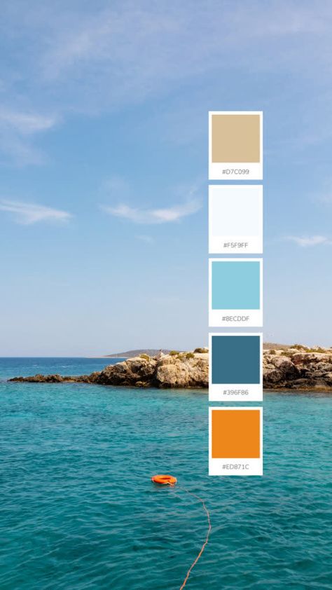 Santorini Greece Color Palette, Mallorca Color Palette, Mediteranian Color Palette, Greece Colour Palette, South Of France Color Palette, Greek Colour Palette, Mama Mia Color Palette, Outer Banks Color Palette, Brand Color Palette 2024