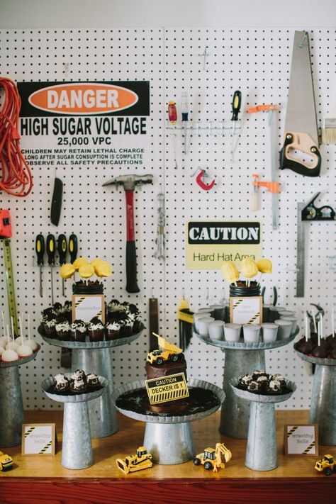 construction birthday party | Inspired by This Construction Themed First Birthday Party | Inspired ... Tools Birthday Party, Construction Theme Birthday Party, Construction Theme Party, Cakes And Desserts, Construction Birthday Parties, Themed Desserts, Construction Party, Construction Birthday, 3rd Birthday Parties