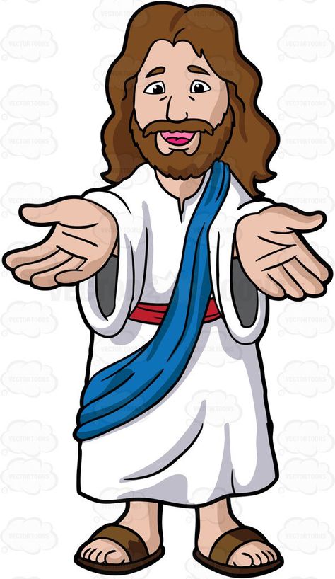 Jesus Clipart, Bible Cartoon, Image Of Jesus, Blue Sash, Jesus Cartoon, Beard And Mustache, Jesus Drawings, Bible Story Crafts, Cartoon Image