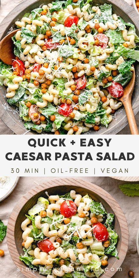 Pasta Salad With Cesar Dressing, Pasta Salad Ceasar, Vegan Pasta Ceasar Salad, Romaine Pasta Salad Recipes, Cesar Pasta Salad Recipes, Healthy Vegan Pasta Salad, Vegetarian Protein Pasta Salad, Cold Caesar Pasta Salad, Pasta Salad No Cheese