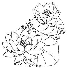 Embroidery pattern water lily Brush Embroidery, Pola Sulam, Embroidery Flowers Pattern, 자수 디자인, Stitch Art, Applique Patterns, Hand Embroidery Patterns, Silk Painting, Water Lilies