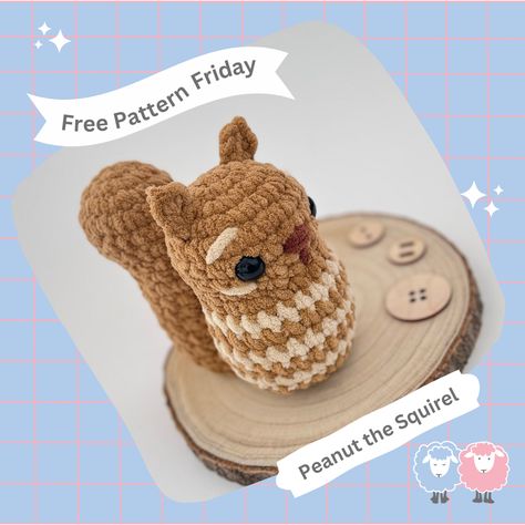 Peanut Crochet Pattern Free, Crochet Squirrel Pattern Free Amigurumi, Squirrel Crochet Pattern Free, Crochet Chipmunk, Squirrel Crochet Pattern, Crochet No Sew, Crochet Squirrel, Grandma Era, Crochet Stuffies