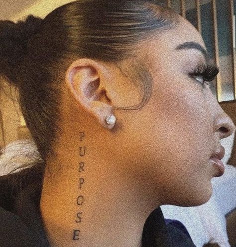 46 Tattoo, Simple Neck Tattoos, Neck Tattoo Women, Female Neck, Girl Neck Tattoos, Side Neck Tattoo, Neck Tattoos Women, Omerta Tattoo, Black Girls With Tattoos