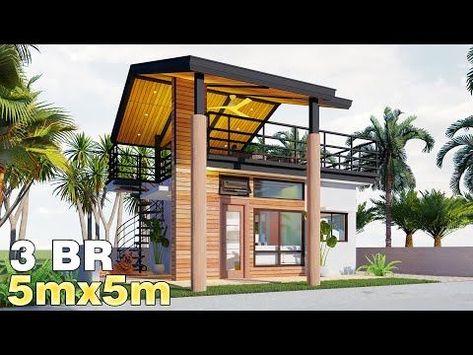 House With Deck On Roof, Small House With Deck, 5x5m House Plan, Roof Deck House Design, Roofdeck House Design Philippines, 2 Storey House Design With Roof Deck, Small House Design With Rooftop, 50 Sqm House Design 2 Storey, Small House Design Plans 2 Bedroom