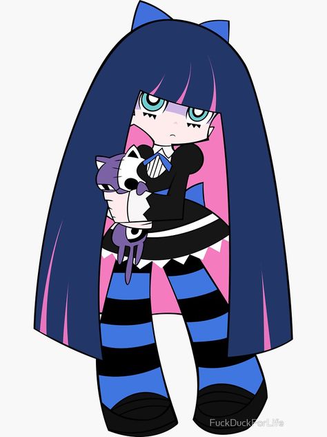 "Panty and Stocking with Garterbelt - Stocking Alone" Sticker by FuckDuckForLife | Redbubble Stocking Character, Panty And Stocking, Blue Hair, I Hope, Hair, Anime, Blue