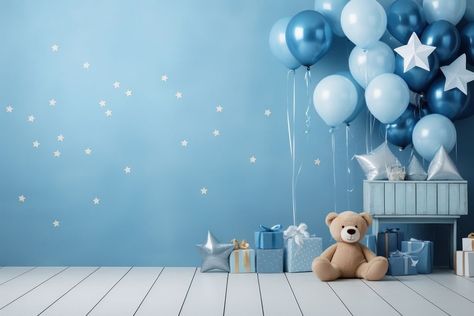 Baby Background Boy, Baground For Photoshop Editing, Kids Photoshoot Background, Baby Background Photography, Baby Birthday Background, Baby Boy Backdrop, Baby Shower Themes Boy, Baby Birthday Poster, Boy Party Balloons