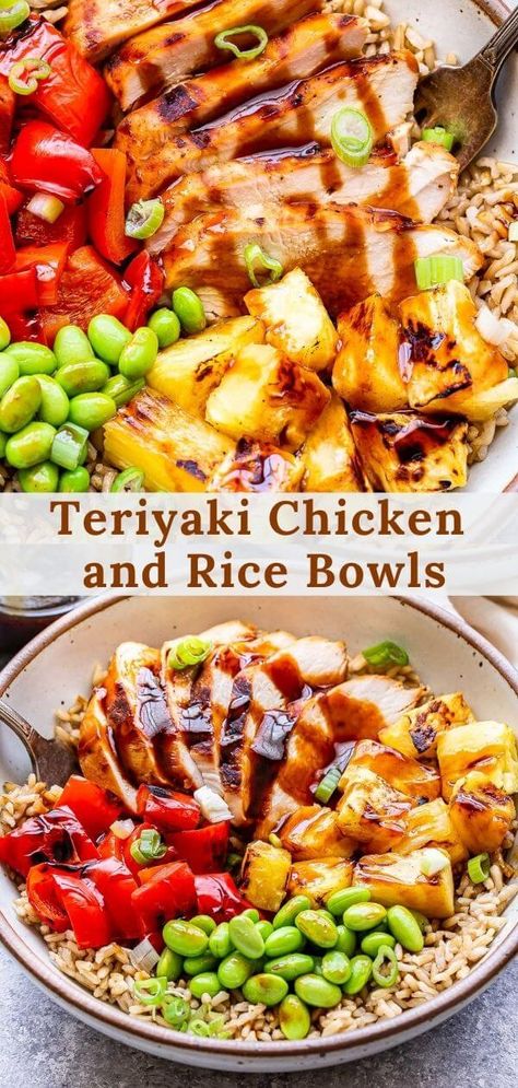 Teriyaki Chicken And Rice, Healthy Bowls Recipes, Avocado Dip, Rice Bowls Recipes, Healthy Bowls, Health Dinner, Dinner Bowls, Chicken And Rice, Health Dinner Recipes