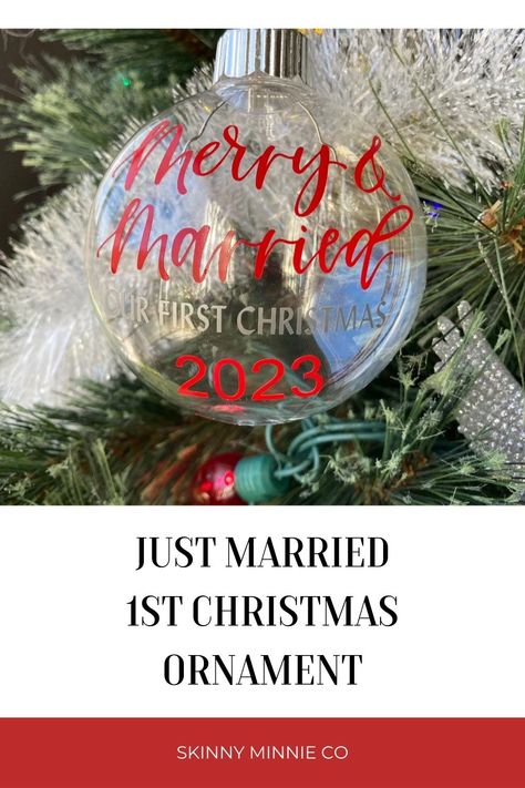 Remember your very first Christmas as a married couple with this cute ornament. Includes the year at the bottom. Craft Nights, Custom Crafts, 1st Christmas Ornament, First Christmas Married Ornament, Diy Ornament, Married Ornament, First Christmas Married, Craft Night, Christmas Decorations Ornaments