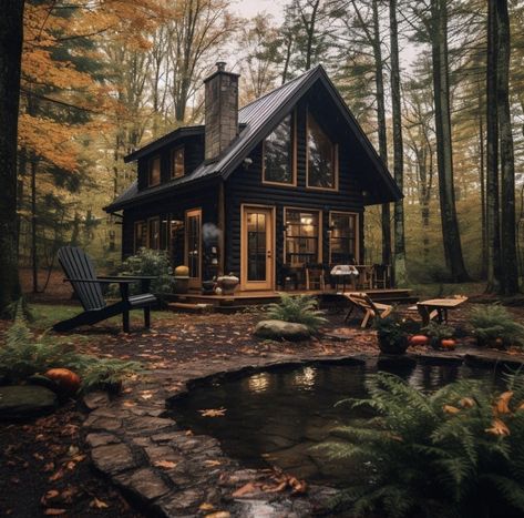 Cottage Style Homes Exterior, Small Mountain Cabin, Peaceful House, Rendering Ideas, Cabin Projects, Wood Homes, Cottage House Designs, Building A Small House, Dream House Aesthetic