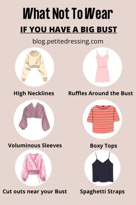 Outfits For Girls With Big Bust, Summer Outfits Big Bust, Bigger Bust Outfits, Larger Bust Outfits, Dresses For Big Bust, Flattering Clothes, Big Bust Fashion, Petite Dressing, Elegant Veils