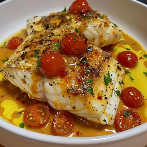 Cod In Tomato Lemon Butter Sauce, Fish With Tomato Sauce, Cod Tomato Recipe, Butter Tomato Sauce, Fish In Tomato Sauce, 2024 Diet, Gentle Nutrition, Tomato Butter Sauce, Cod Dishes