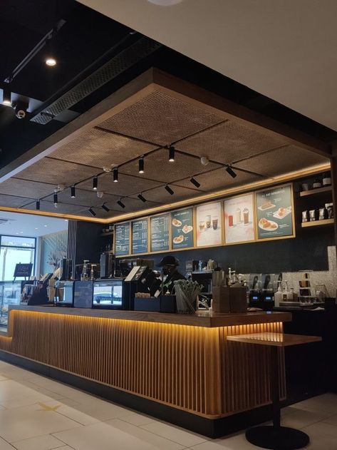 Coffee Shop Ceiling Design, Restaurant Counter Design, Cafe Bar Design, Coffee Shop Counter, Restaurant Counter, Small Restaurant Design, Cafe Counter, Bakery Shop Design, Modern Restaurant Design