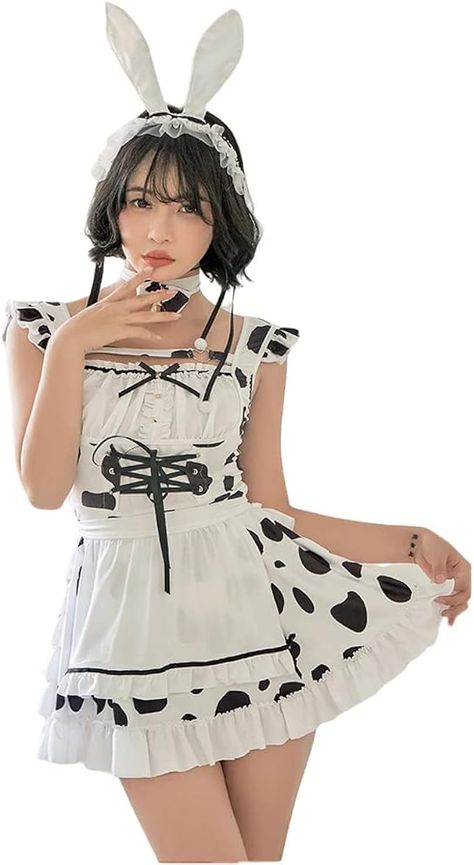 Amazon.com: Ladies sexy cosplay costume cow suit pajamas Japanese cute maid Anime lingerie Halloween (black speckled dress) : Clothing, Shoes & Jewelry Anime Lingerie, Lingerie Costume, Cute Lingerie, Maid Dress, Drawing Clothes, Cosplay Costumes, Pretty Outfits, Lingerie, Cute Outfits