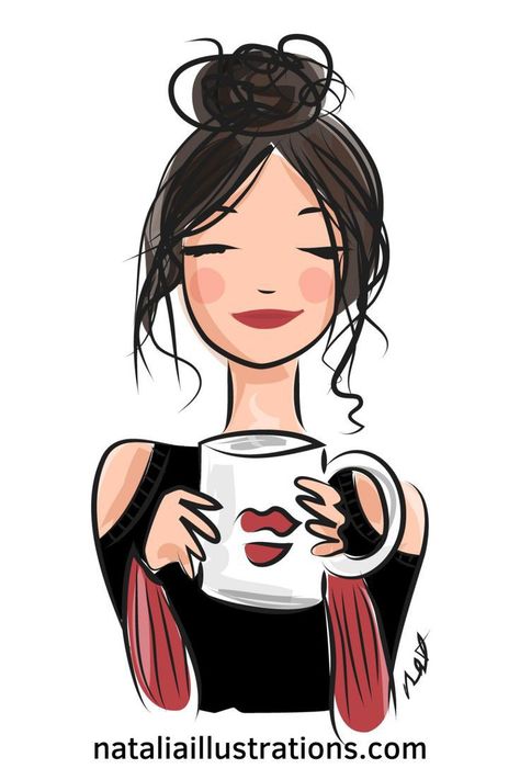 Productive Illustration, Mood Coffee, Know Your Future, Custom Portrait Illustration, Nice One, Girly Wall Art, Work With Me, Woman Illustration, Draw On Photos