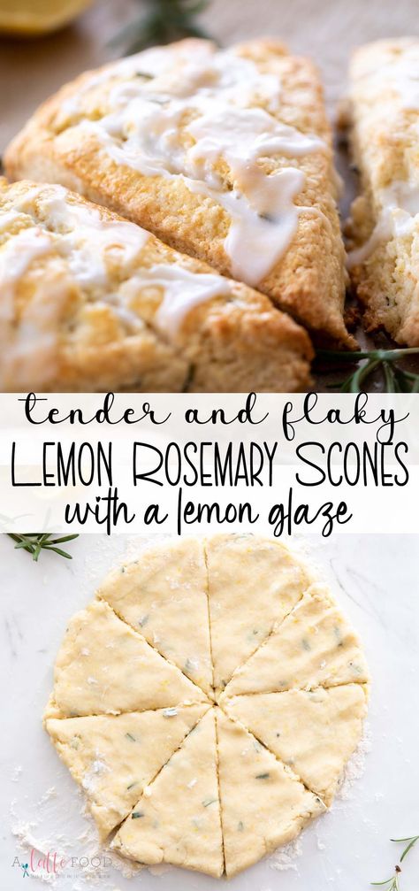 Rosemary Dessert, Lemon Rosemary Scones, Rosemary Scones, Lemon Scones Recipe, Savoury Treats, Rosemary Recipes, Scone Mix, Lemon Scones, Citrus Recipes