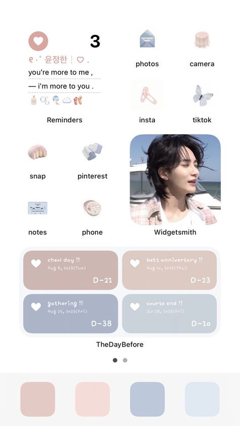 ﹫𝗃𝖾𝗅𝗅𝗒_ 𝗃𝗎𝗇 Ios 17 Widgets, Blue And Pink Phone Theme, Seventeen Themed Phone, Seventeen Phone Theme, Jeonghan Homescreen, Jeonghan Pink Wallpaper, Pink And Blue Homescreen, Seventeen Iphone Layout, Pastel Phone Layout