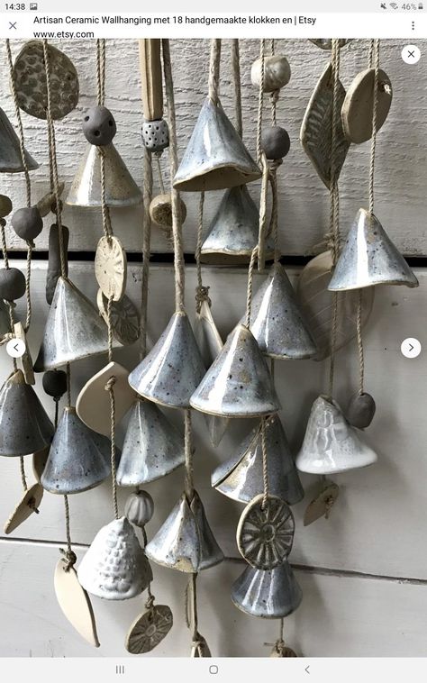 Pottery Windchimes Diy, Windchimes Diy, Ceramic Bells, Pottery Patterns, Ceramic Bell, Diy Wind Chimes, Rustic Pottery, Pottery Handbuilding, Diy Ceramic