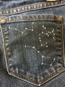 Clothes Embroidery Diy, Star Constellation, Diy Vetement, Star Constellations, Pola Sulam, Embroidery On Clothes, Cute Embroidery, 자수 디자인, Jeans Diy