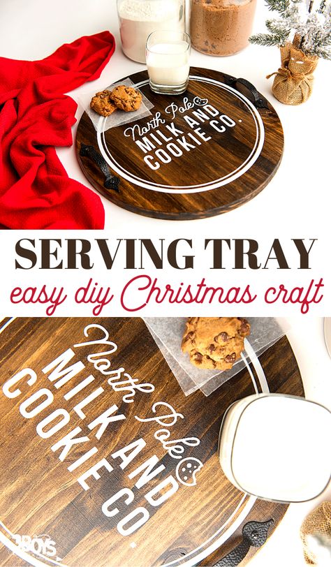 This Festive and Fun DIY Christmas Serving Tray is a great holiday craft to make! Everyone will be impressed with how crafty and creative you are! #christmascraft #cricutcrafts #santatray #3boysandadog Personalized Serving Tray Diy, Christmas Trays, Trays Diy, Christmas Serving Tray, Santa Tray, Diy Serving Tray, Personalized Serving Tray, Favorite Christmas Recipes, Christmas Platter