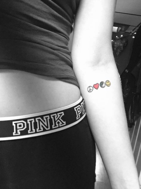 Peace, Love, Unity, Respect - plur tattoo Peace Love Happiness Tattoo Symbols, Love Peace Happiness Tattoo, Plur Tattoo, Peace Love Happiness Tattoo, Peace Tattoos For Women, Peace And Love Tattoo, Peace Tattoo Designs, Gizmo Tattoo, Edm Tattoo