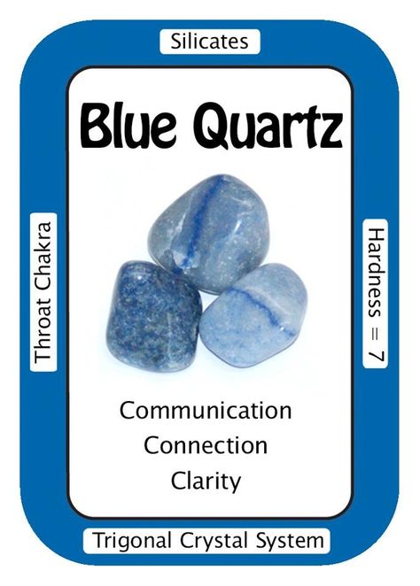 Blue Quartz Crystal Cards, Crystals Meaning, Best Healing Crystals, Birth Stones Chart, Crystal Place, Crystals For Healing, Crystal Uses, Magic Stones, Crystal Guide