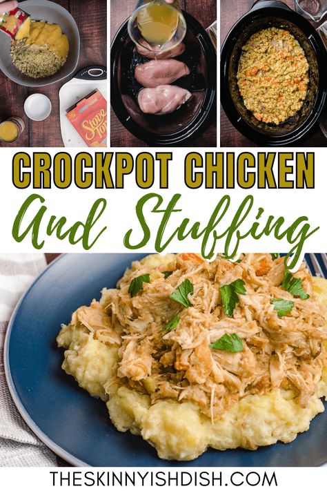 For a holiday dinner or weeknight meal, this Crockpot Chicken & Stuffing is comfort food at its best! Crockpot Chicken And Stuffing, Ww 2024, Skinnyish Dish, Light Eating, Chicken Stuffing Casserole, Chicken And Stuffing, Chicken Stuffing, Crockpot Chicken Healthy, Stuffing Casserole