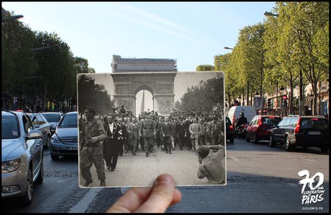 Parisian photographer Julien Knez Then & Now Photos Pay Tribute to The 70th Anniversary of The Liberation of Paris High School World History, Liberation Of Paris, Paris History, Then And Now Photos, Camping Resort, Ap World History, Old Paris, Mermaid Dreams, Paris Pictures