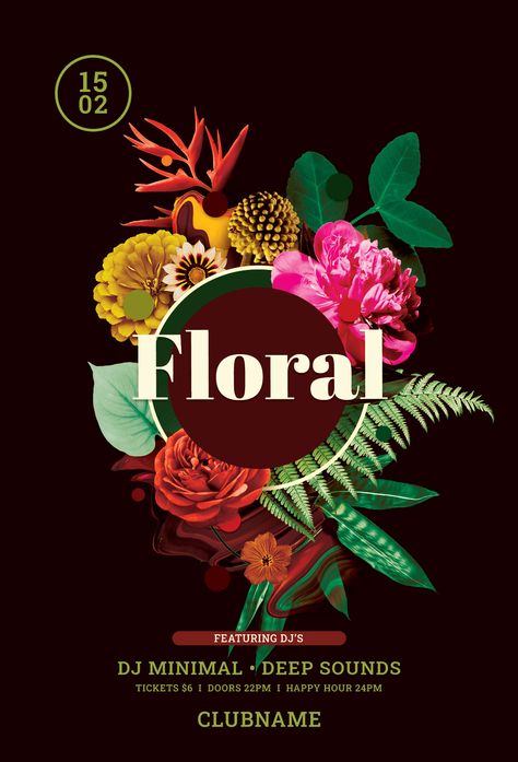 Download the PSD poster design for $9 at Graphicriver Flower Festival Poster, Signature Logo Design, Halloween Flyer, Christmas Flyer, Flower Festival, Flyer Design Templates, Festival Posters, Typographic Design, Music Event