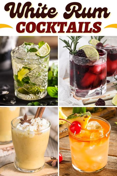 White Liquor Drinks, Drinks To Make With Rum, White Rum Recipes, Vanilla Rum Drinks Recipes, Cocktails With White Rum, White Rum Cocktails Recipes, Drinks With White Rum, White Rum Cocktails Easy, Light Rum Cocktails