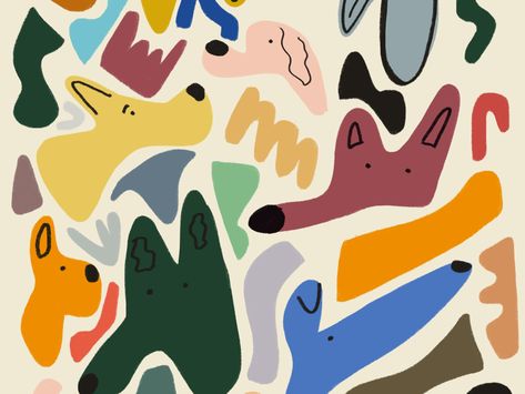 Abstract blob dogs by Victoria Mikota on Dribbble Abstract Animal Illustration, Abstract Blob Art, Abstract Dog Drawing, Blob Animals Drawing, Blob Illustration, Dog Pattern Illustration, Blob Pattern, Abstract Blobs, Blob Art