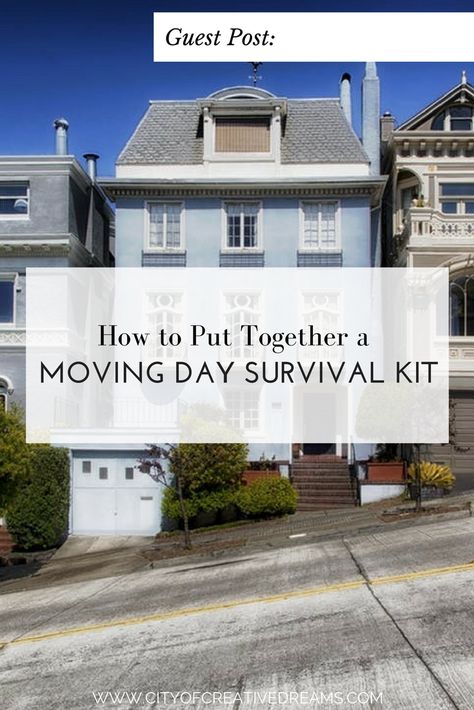 How to Put Together a Moving Day Survival Kit | City of Creative Dreams moving tips, moving checklist, moving hacks, moving packing Moving Survival Kit Gift, Moving Day Survival Kit, Moving Survival Kit, Moving Preparation, Moving Kit, Home Decor Ideas Living Room Apartment, Moving Hacks, Organizing For A Move, Survival Kit Gifts