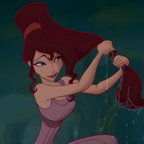 From animated Disney film, “Hercules” (1997). Hercules Meg Aesthetic, Meg Hercules Icon, Disney Hear Me Outs, Meg Hurceles, Meg Hercules Fanart, Megan Hercules, Hercules Disney Meg, Hercules Women, Megara Hercules Aesthetic