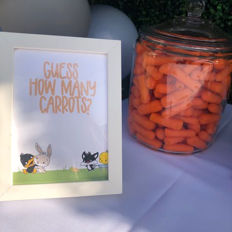 Baby shower guessing game Baby Looney Tunes Baby Shower Theme, Looney Tunes Baby Shower Ideas, Baby Maverick, Fun Baby Shower Themes, Baby Shower Guessing Game, Boys Food, Baby Shower Party Themes, Gender Reveal Party Theme, Baby Bash