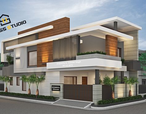 Corner House at Basant City on Behance Corner House Elevation Design, Corner House Elevation, Wooden Wardrobe Designs, Small House Design Architecture, 3 Storey House Design, House Outer Design, House Plans Mansion, Small House Front Design, Contemporary House Exterior