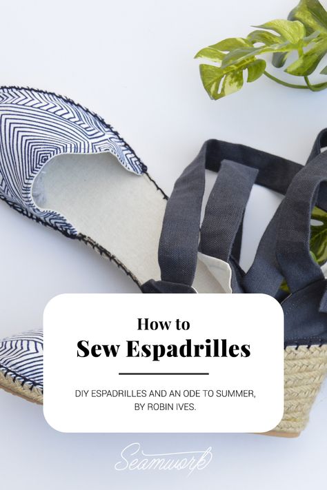 How to Sew Espadrilles  |  Seamwork Magazine Rabbit Craft, Handmade Outfits, Rabbit Crafts, Stitch Witchery, Altered Clothing, Shoe Making, Swimsuit Pattern, Sewing Space, Patterns Sewing