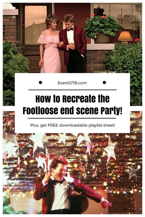 Recreate the Footloose End Scene Party || EventOTB.com We all know and love Footloose. I rounded up some items to help you recreate the end scene dance party! Also, a free downloadable party playlist sheet. #footloose #partytheme #theme #party #movieparty Footloose Dance, Party Themes Ideas, 80s Party Outfits, Prom Themes, 80's Party, Party Playlist, Adult Party Themes, Holiday Party Themes, Women Activities